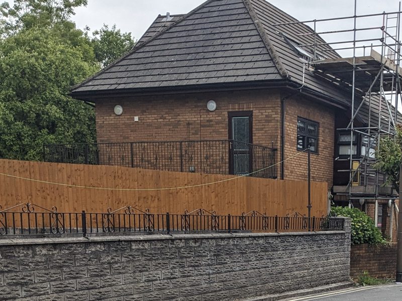 Roof slope stripped back and re-laid